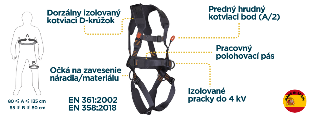 (SK) VELETA PLUS Dielektricky celotelovy bezpecnostny postroj s polohovacim pasom
